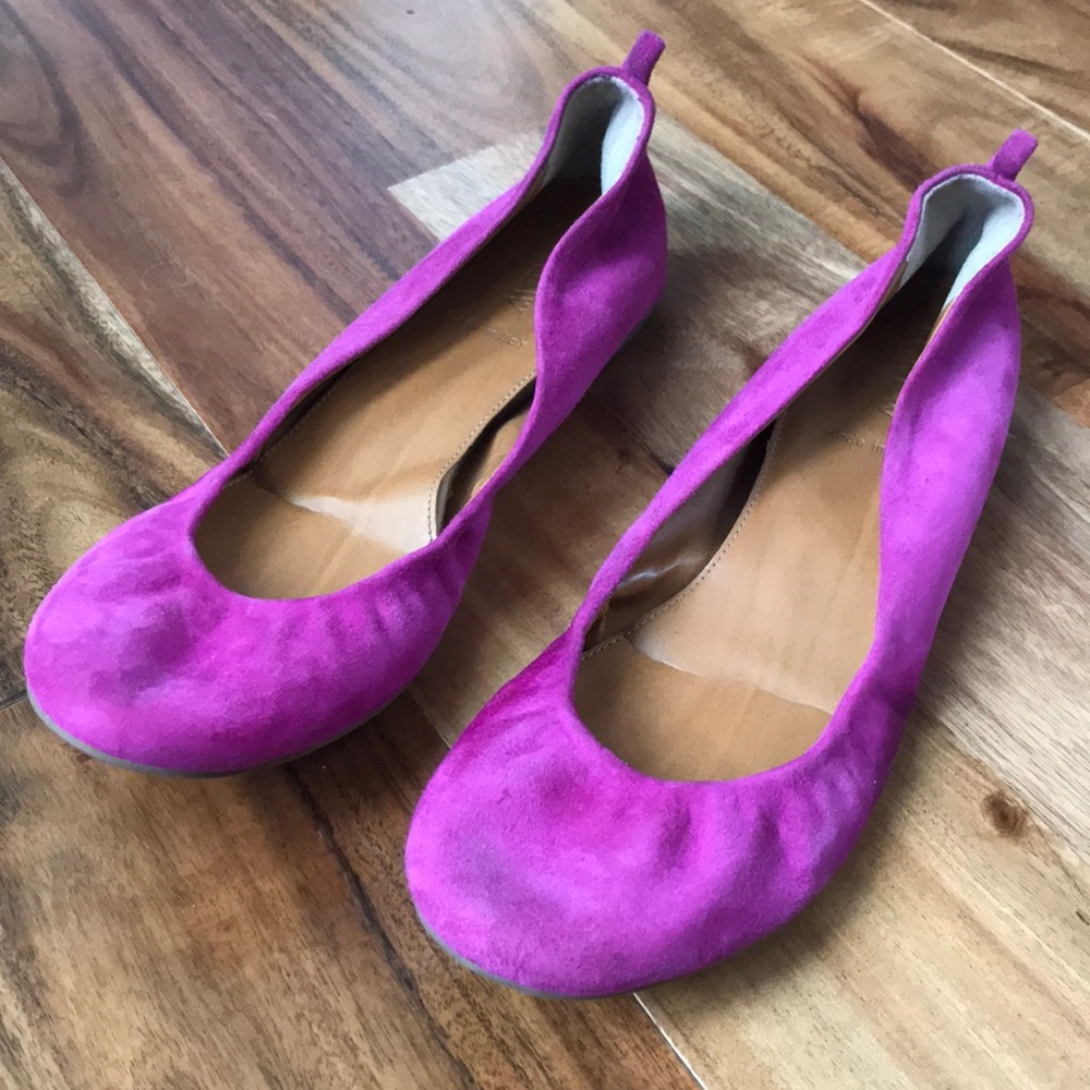 Jcrew fucsia pink suede ballet flats size 8